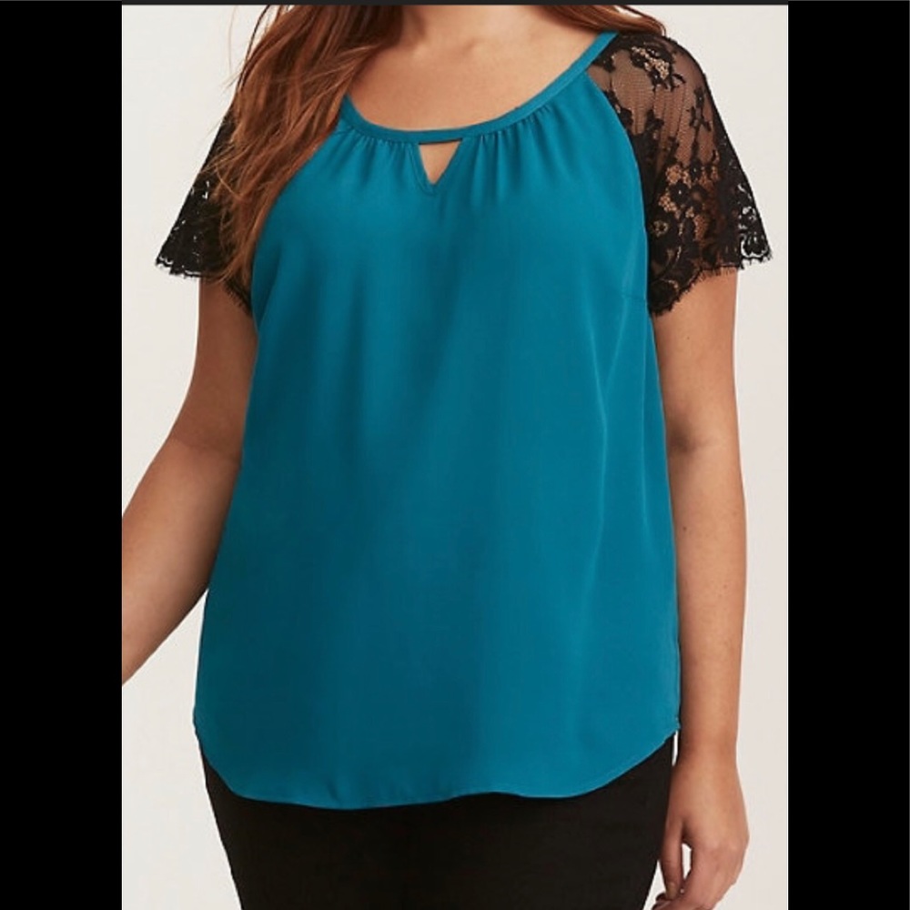 TORRID | GEORGETTE LACE SLEEVE BLOUSE